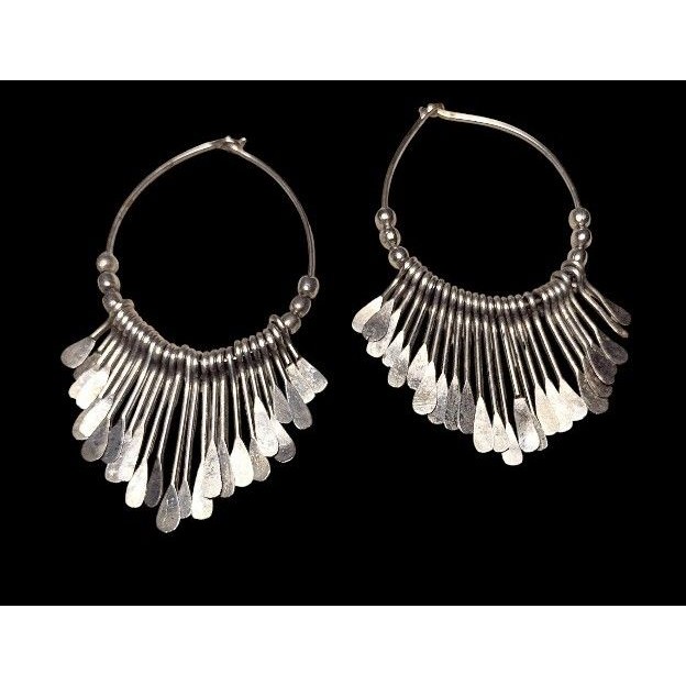Silver Tone Fringe Dangle Earrings Boho